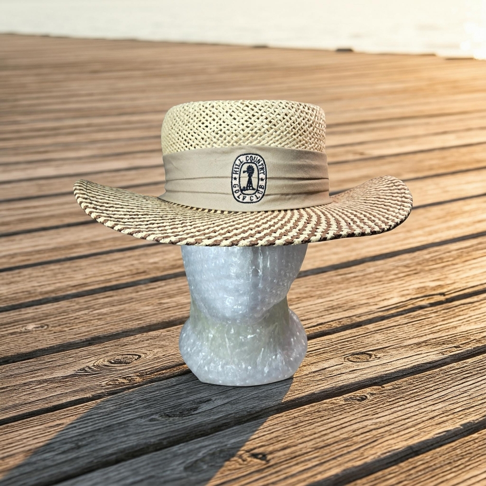AHead Beige Straw Golf Hat Resortwear Travel SPF 50 - Picture 3 of 7